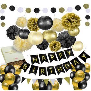 Black & Gold Birthday Party Decoration set